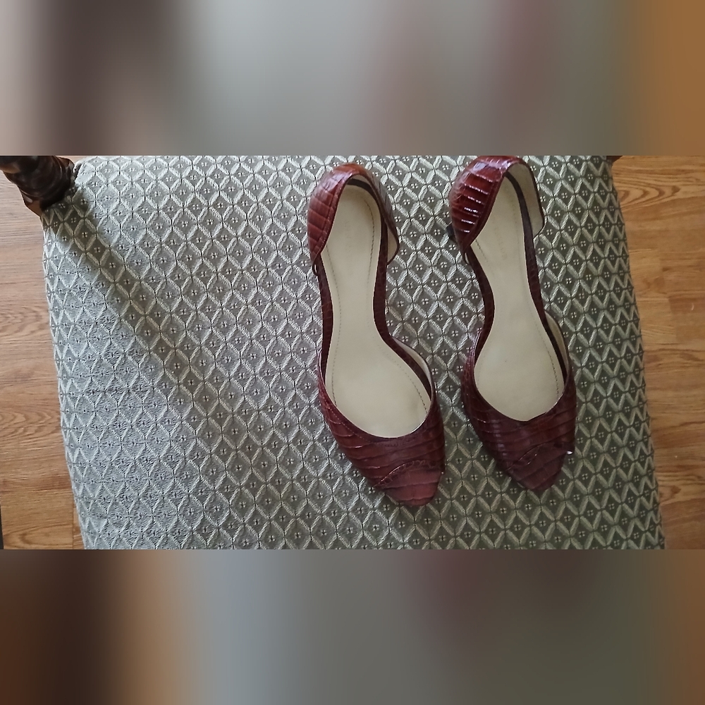 Ann Taylor Leather Croco Embossed Heel Size 9